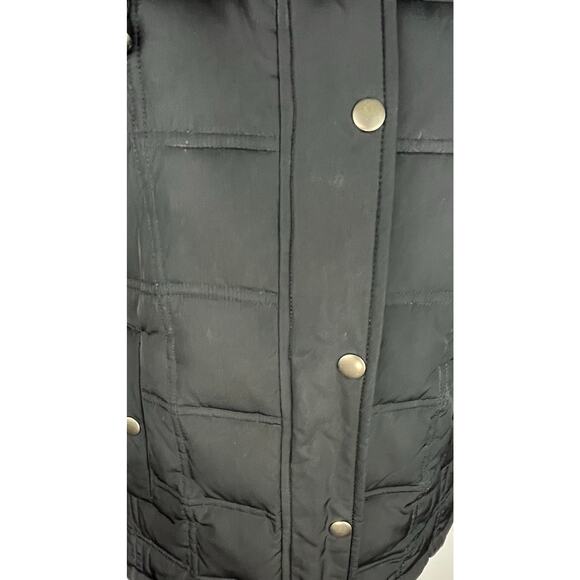 GAP Quilted Puffer Hooded Vest Zipper Snaps Black Small - Picture 7 of 10
